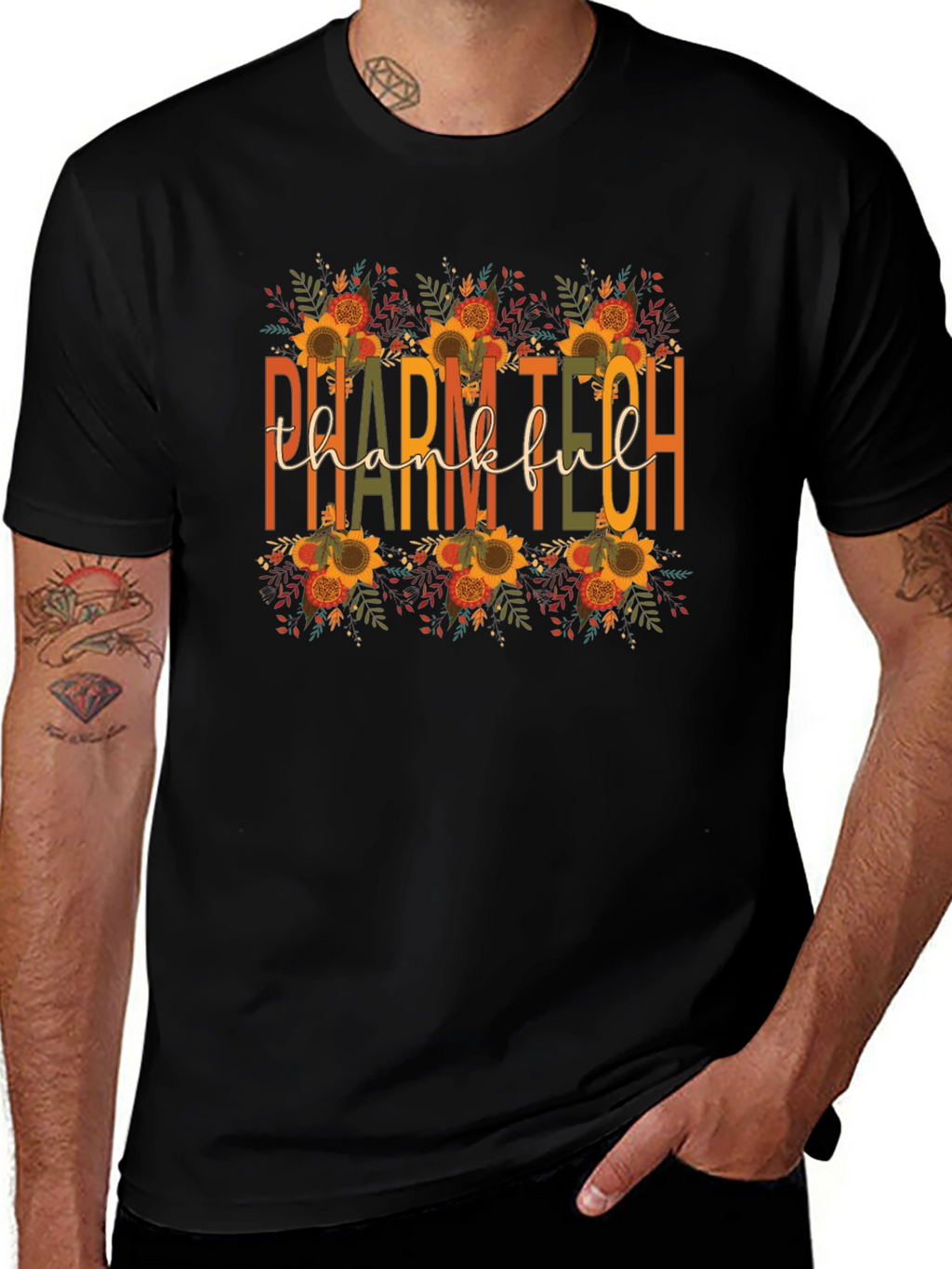 Pharm Tech Thankful T-Shirt Fall Floral Print