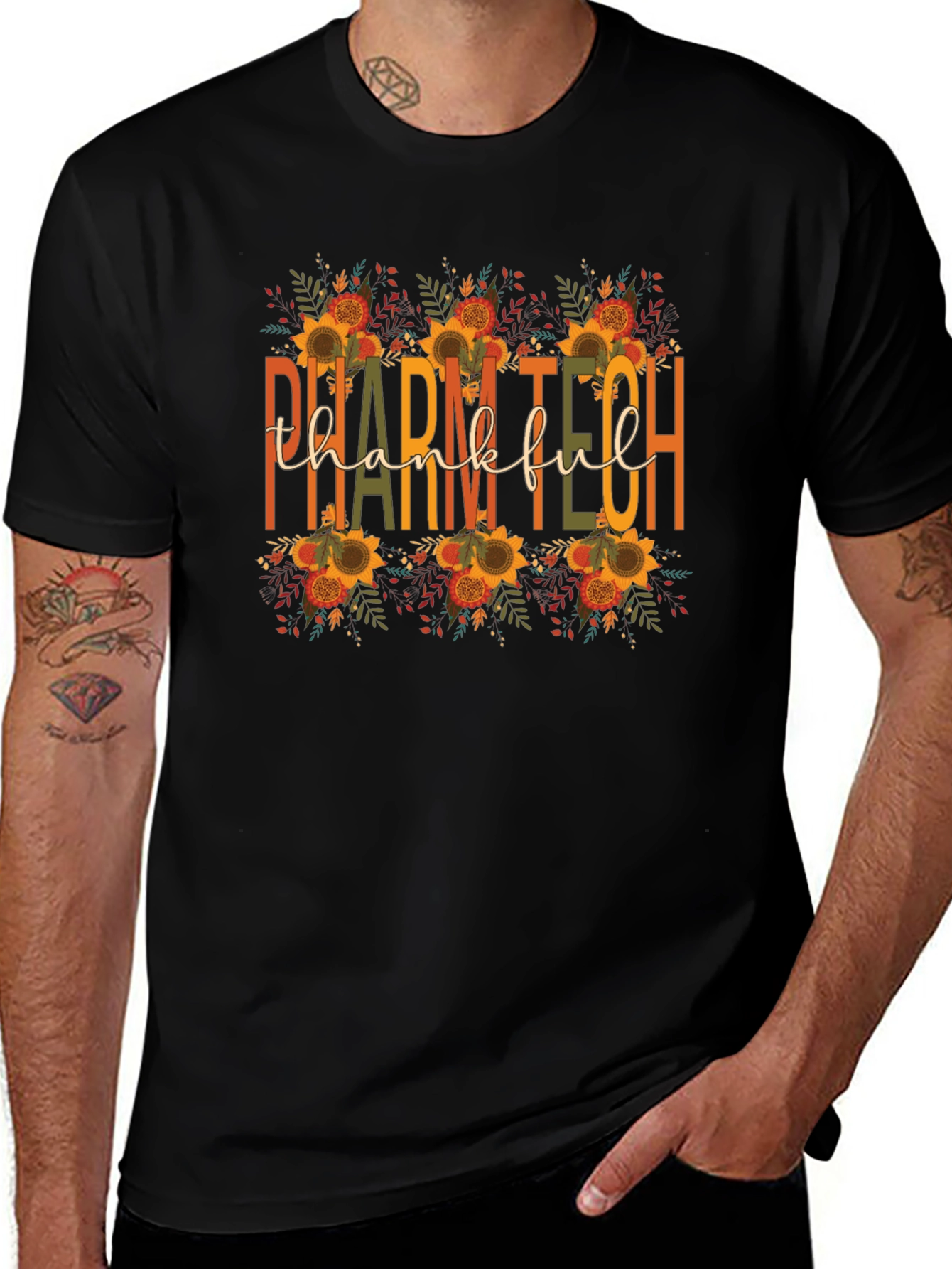Pharm Tech Thankful T-Shirt Fall Floral Print