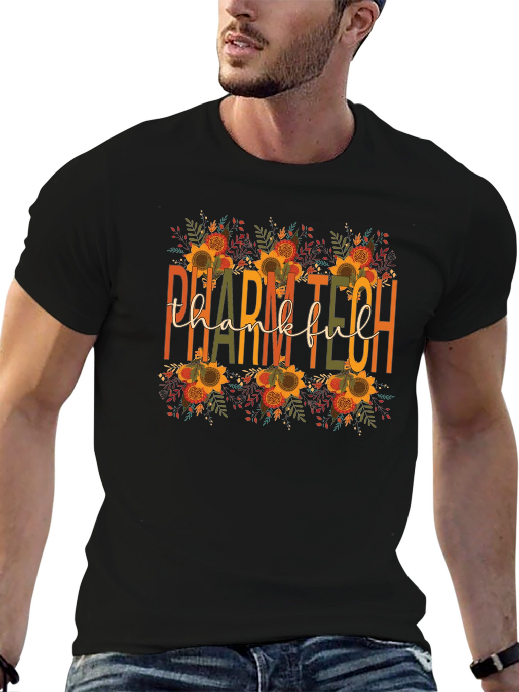 Pharm Tech Thankful T-Shirt Fall Floral Print