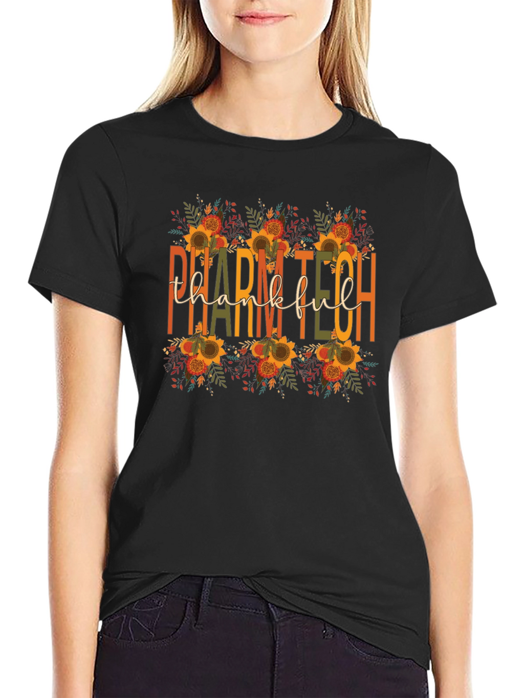 Pharm Tech Thankful T-Shirt Fall Floral Print