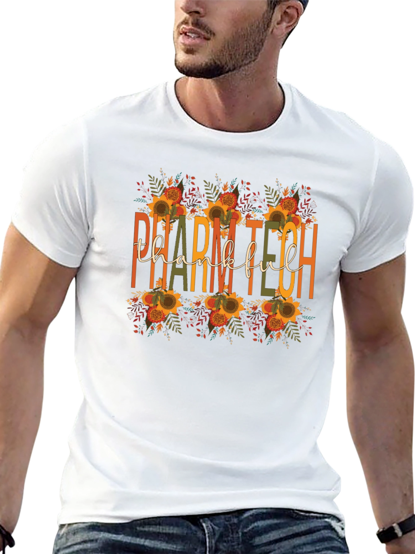 Pharm Tech Thankful T-Shirt Fall Floral Print