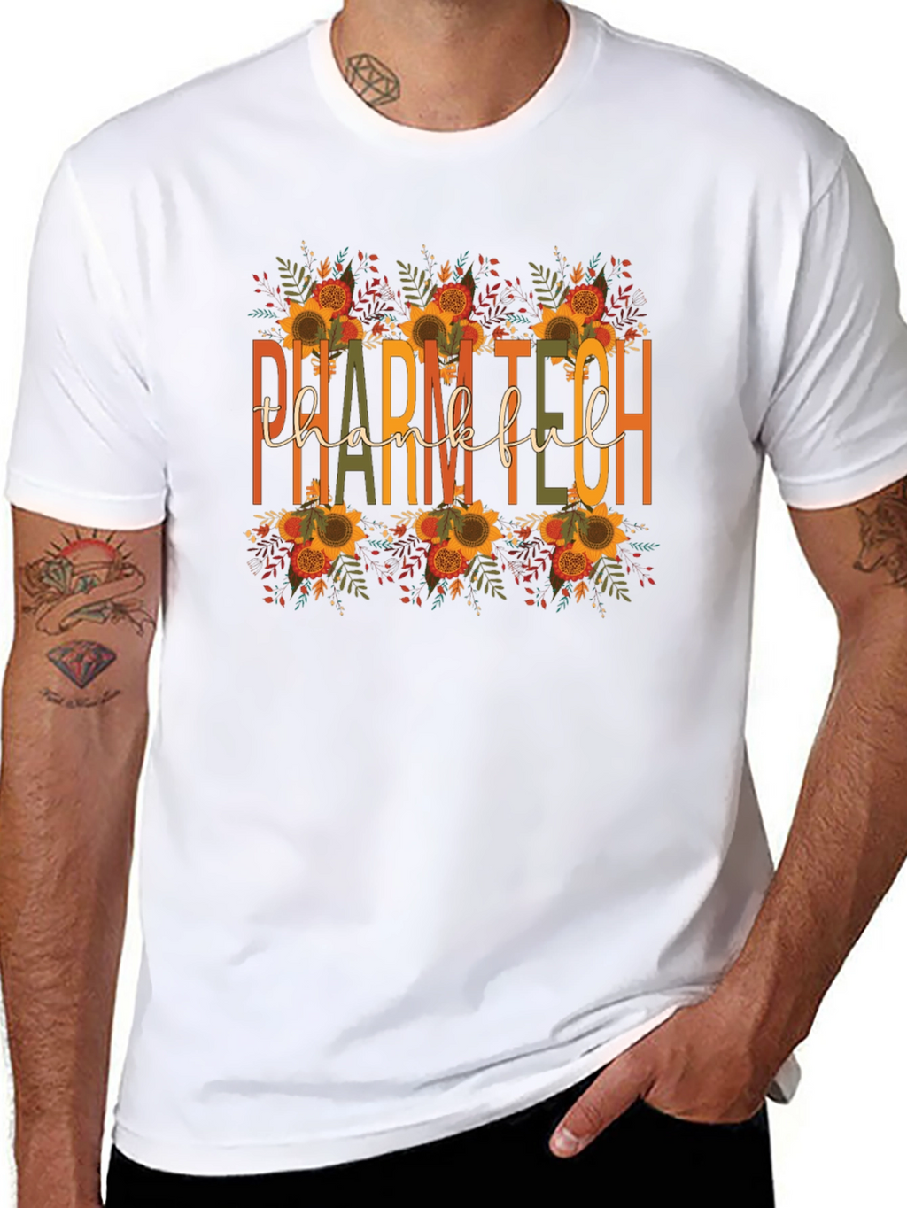 Pharm Tech Thankful T-Shirt Fall Floral Print