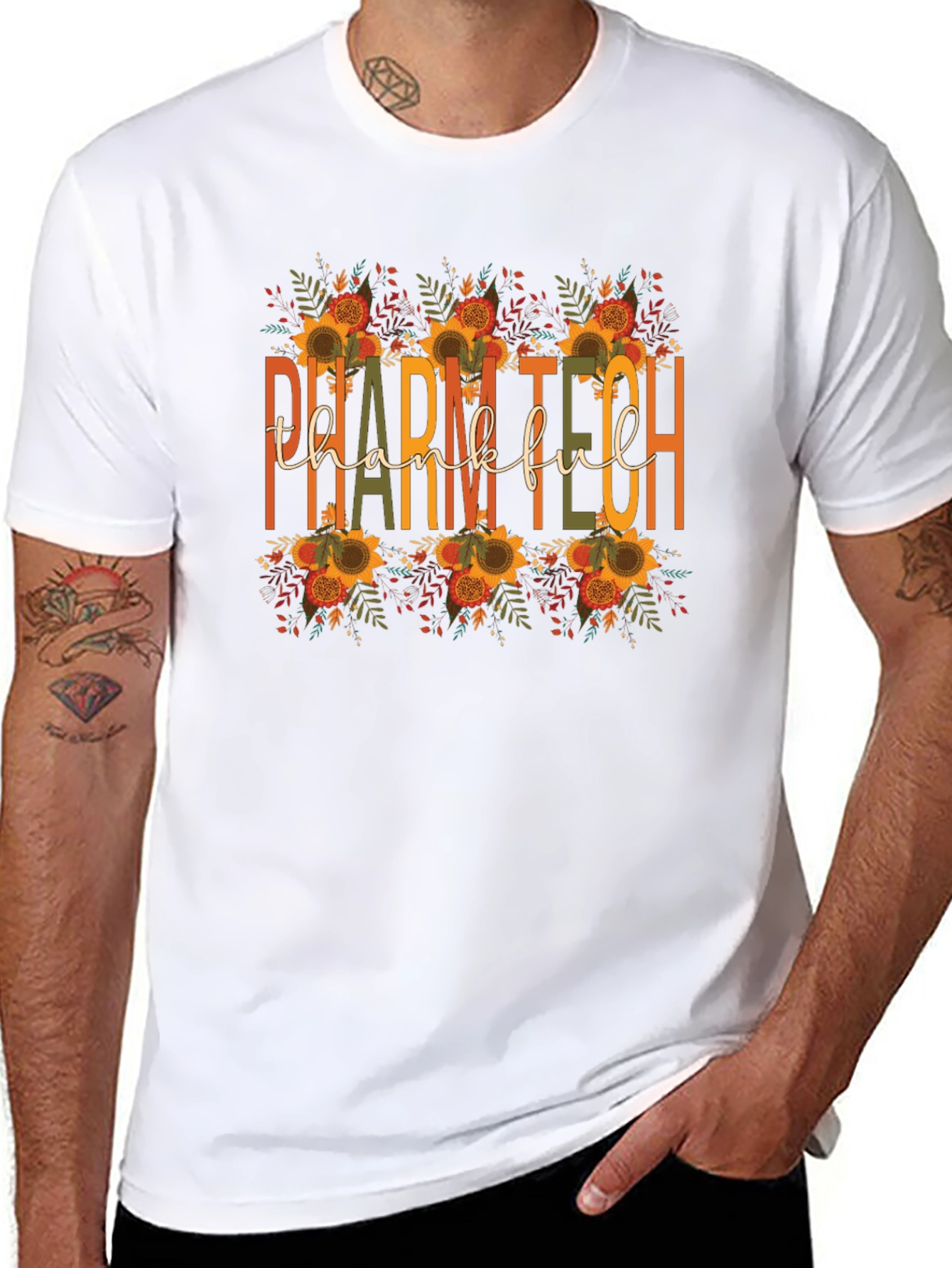 Pharm Tech Thankful T-Shirt Fall Floral Print