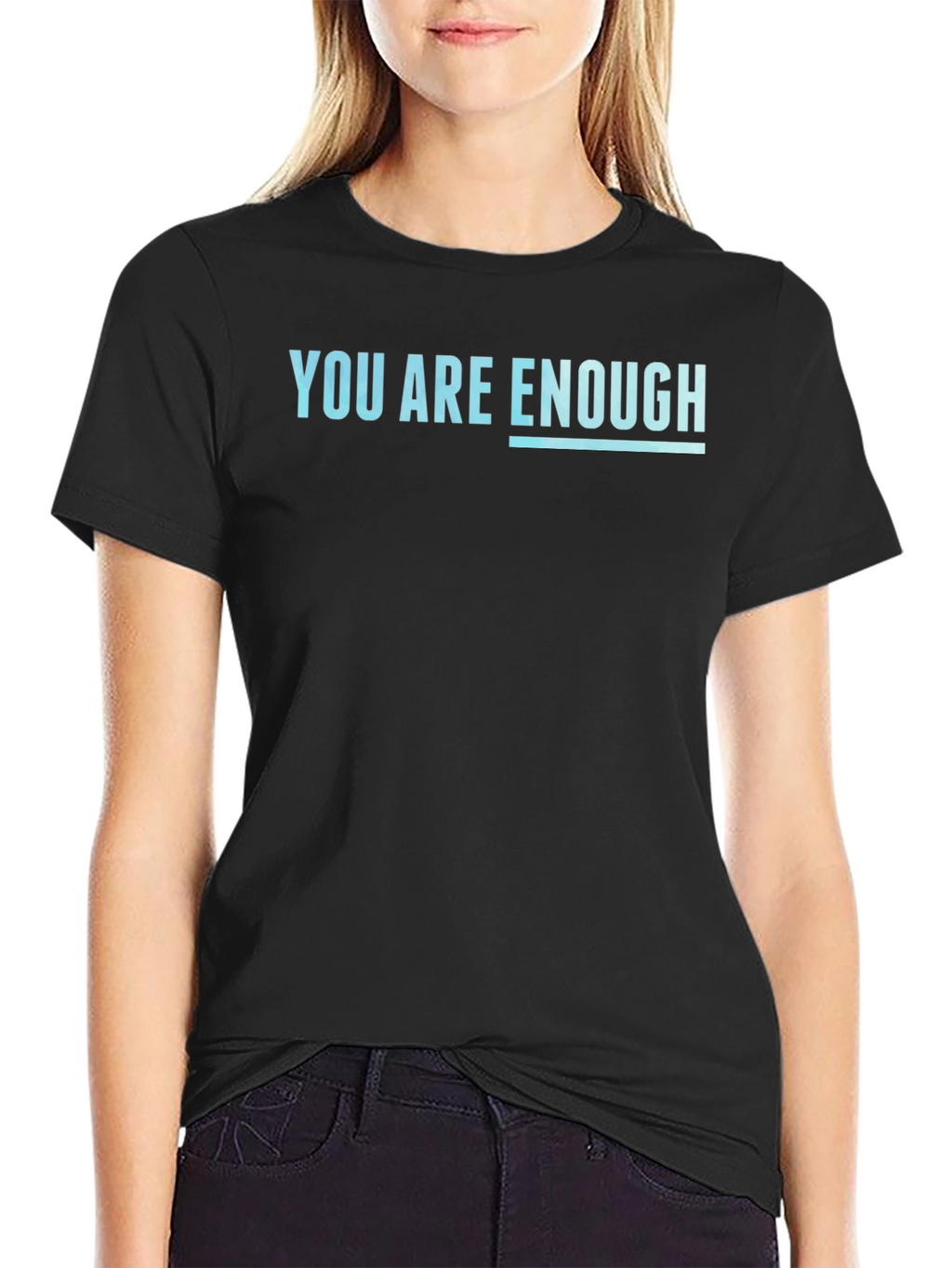You Are Enough Graphic Tee - Black Cotton Blend