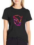 Geometric Buffalo Head Graphic Tee - Black