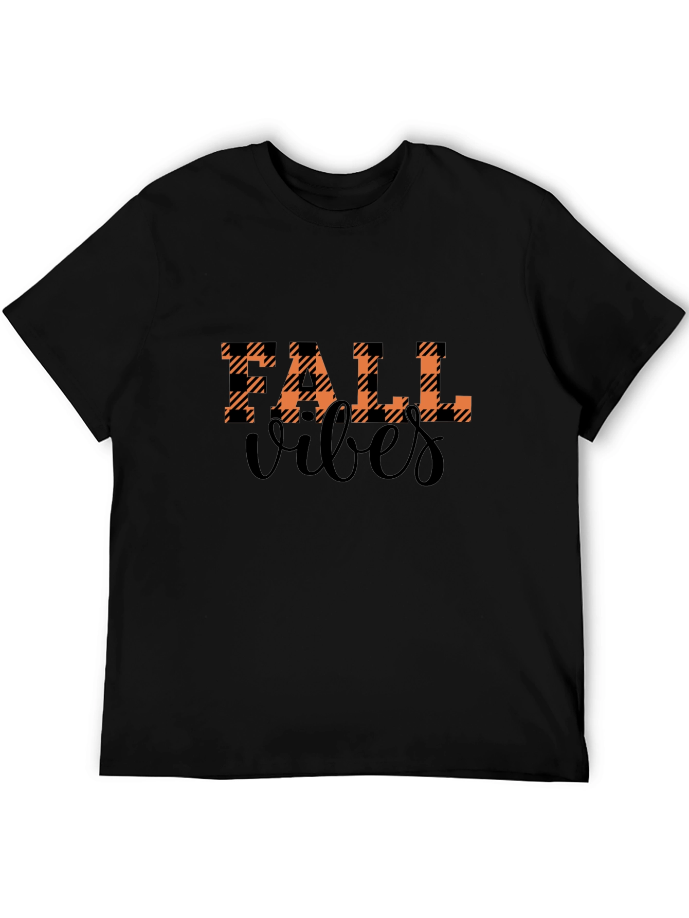 Fall Vibes Plaid Graphic Tee - Autumn Style
