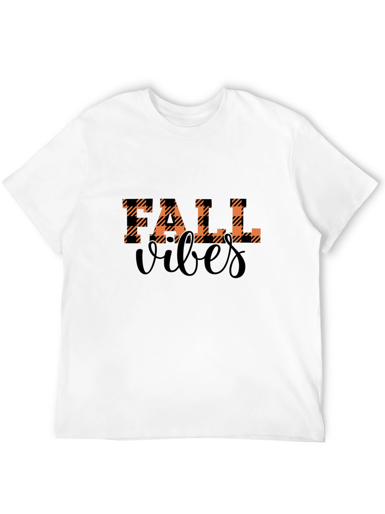 Fall Vibes Plaid Graphic Tee - Autumn Style