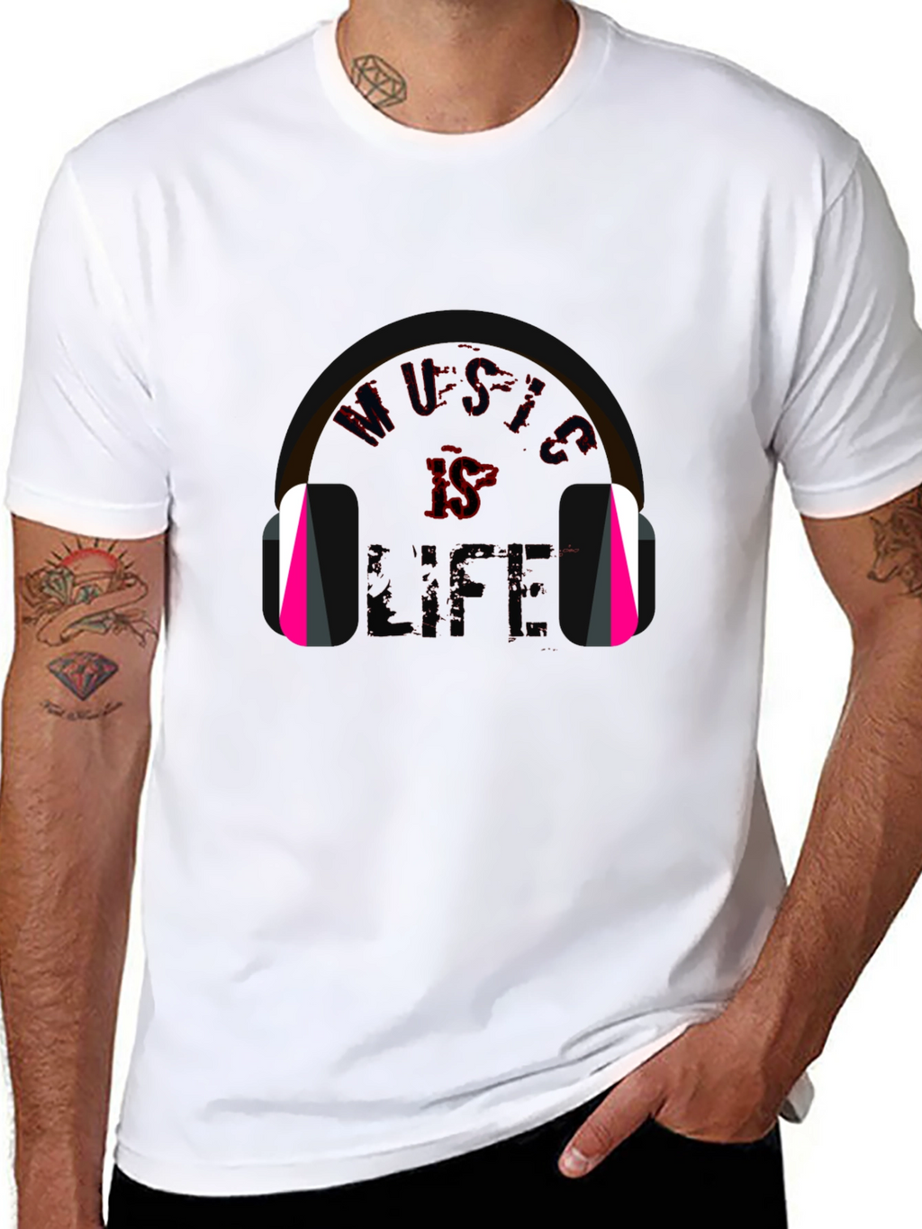 Music is Life Graphic Tee - Trendy Black T-Shirt