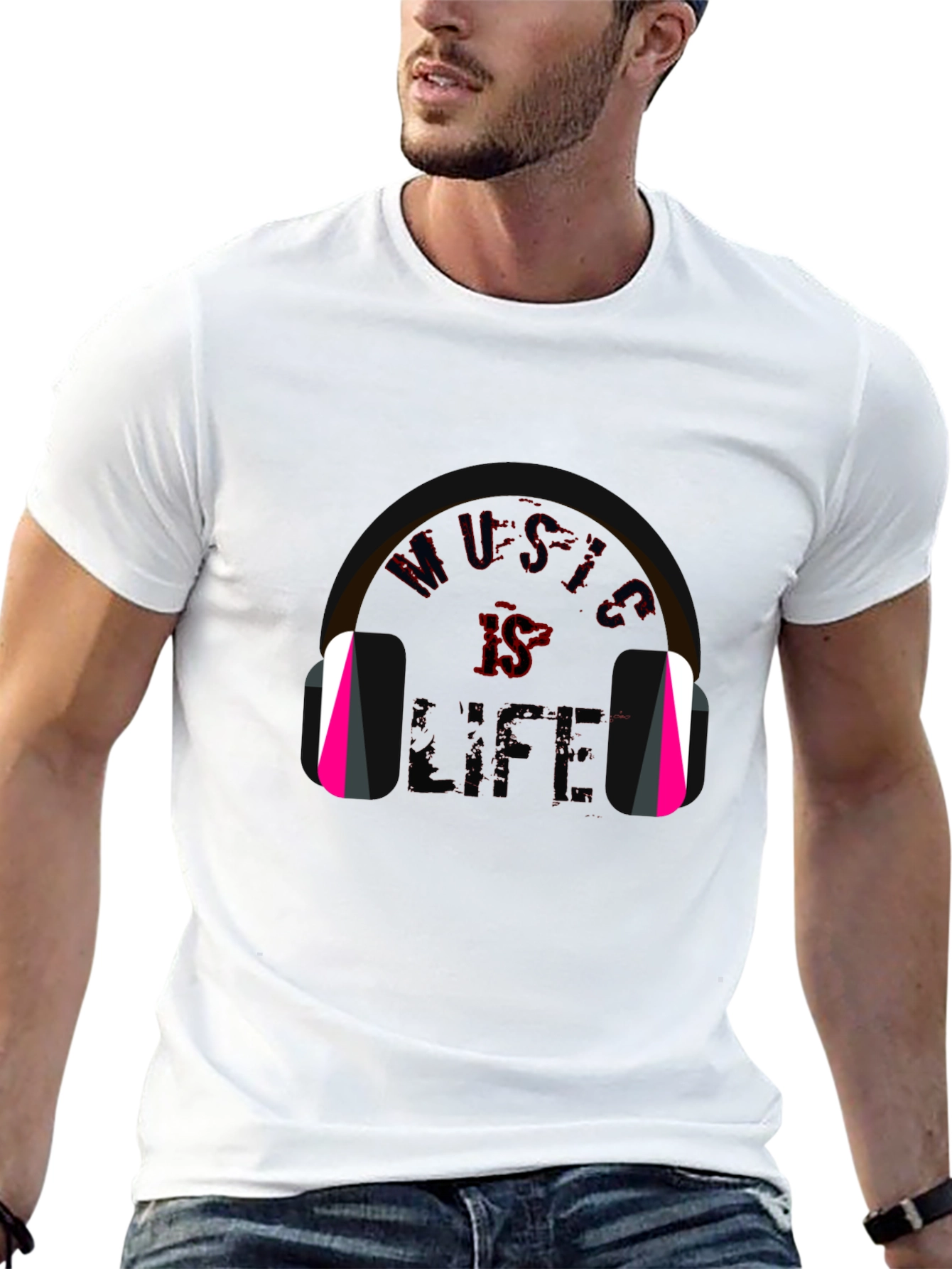 Music is Life Graphic Tee - Trendy Black T-Shirt