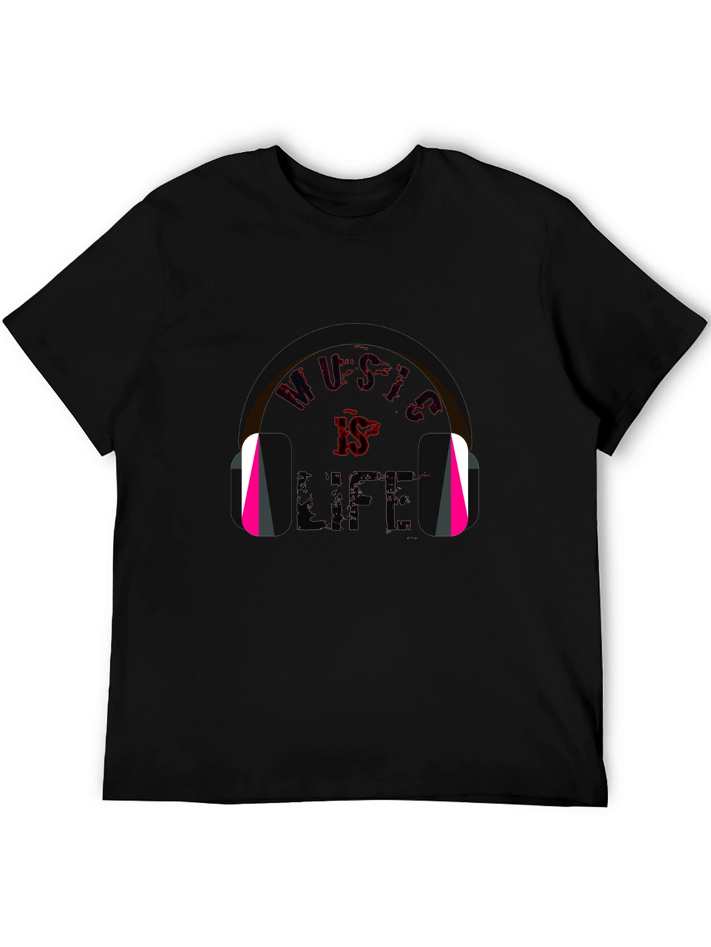 Music is Life Graphic Tee - Trendy Black T-Shirt