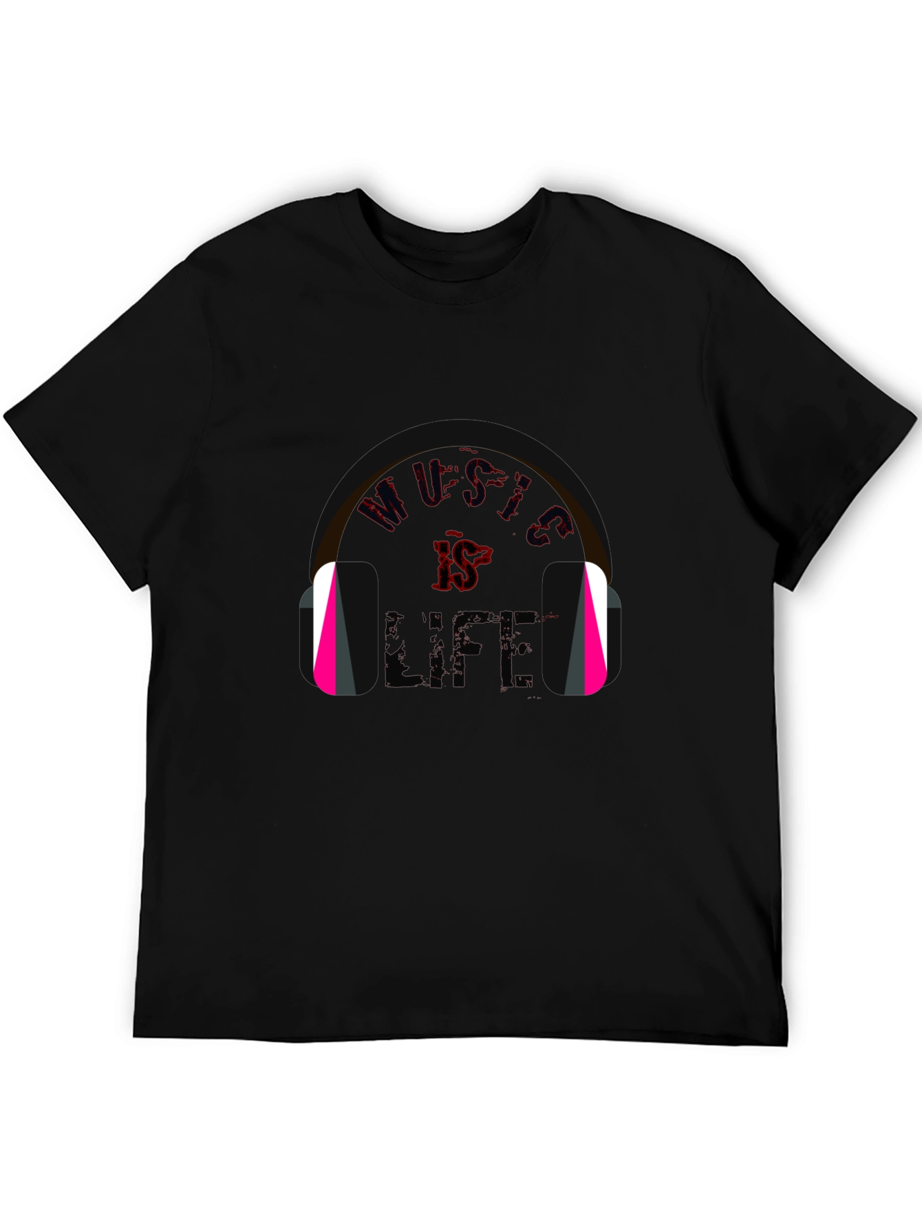 Music is Life Graphic Tee - Trendy Black T-Shirt