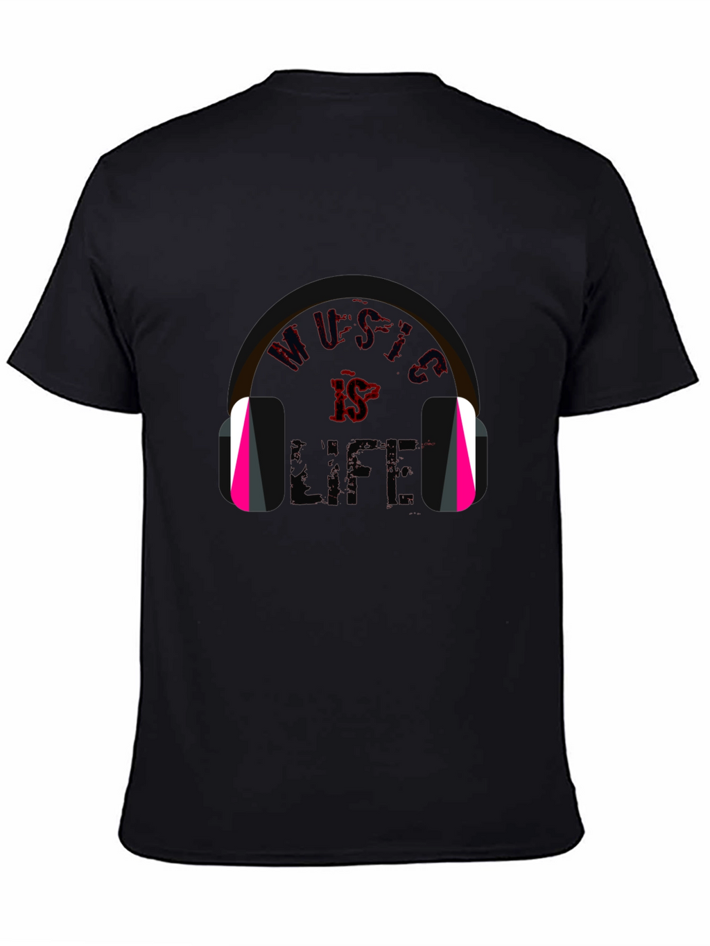 Music is Life Graphic Tee - Trendy Black T-Shirt