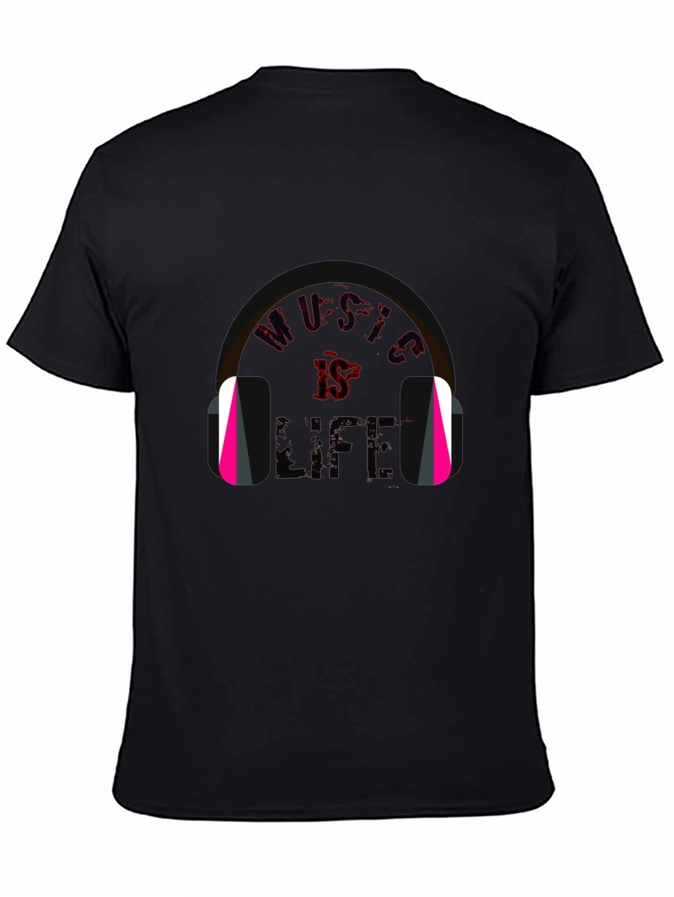 Music is Life Graphic Tee - Trendy Black T-Shirt