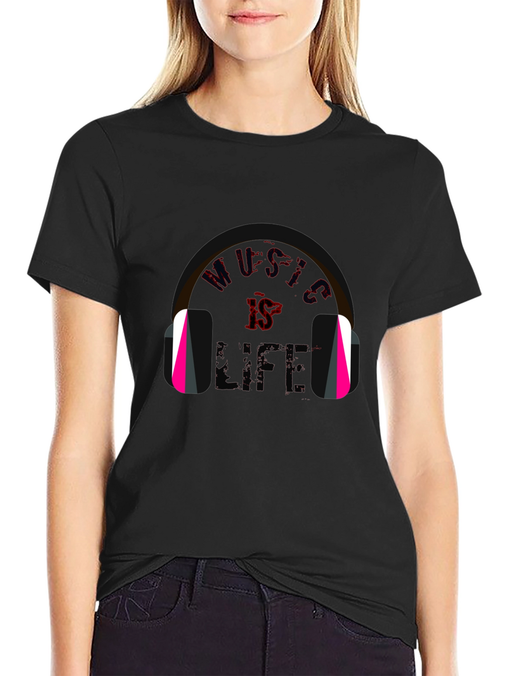 Music is Life Graphic Tee - Trendy Black T-Shirt