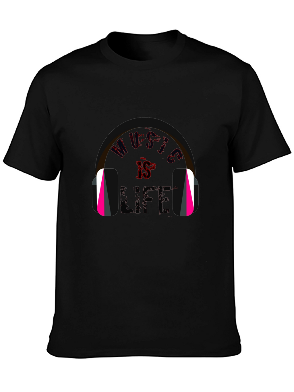 Music is Life Graphic Tee - Trendy Black T-Shirt