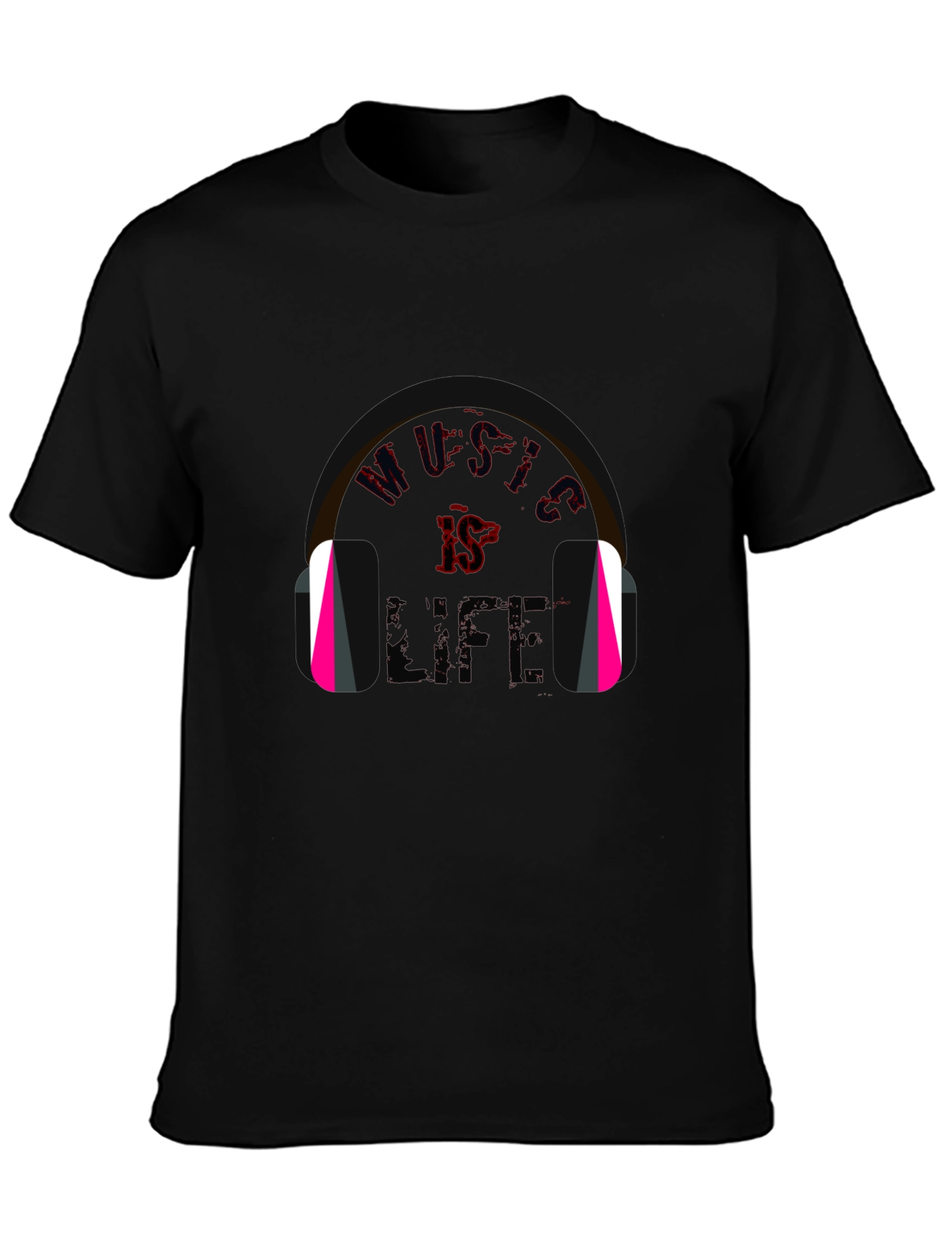 Music is Life Graphic Tee - Trendy Black T-Shirt