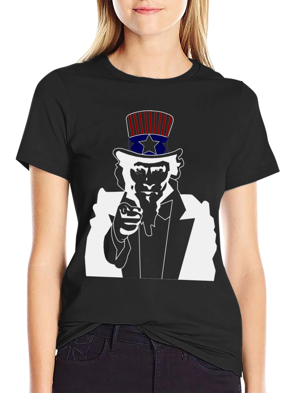 Uncle Sam Graphic Tee - Black Cotton T-Shirt