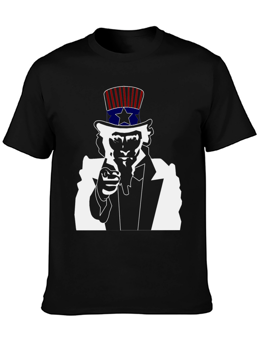 Uncle Sam Graphic Tee - Black Cotton T-Shirt