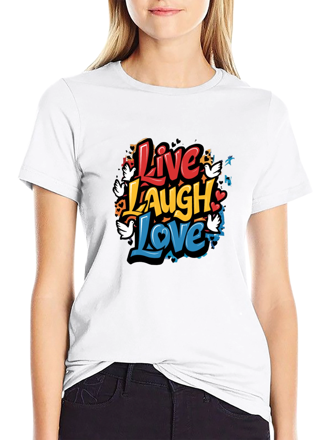 Live Laugh Love Graphic T-Shirt - Black