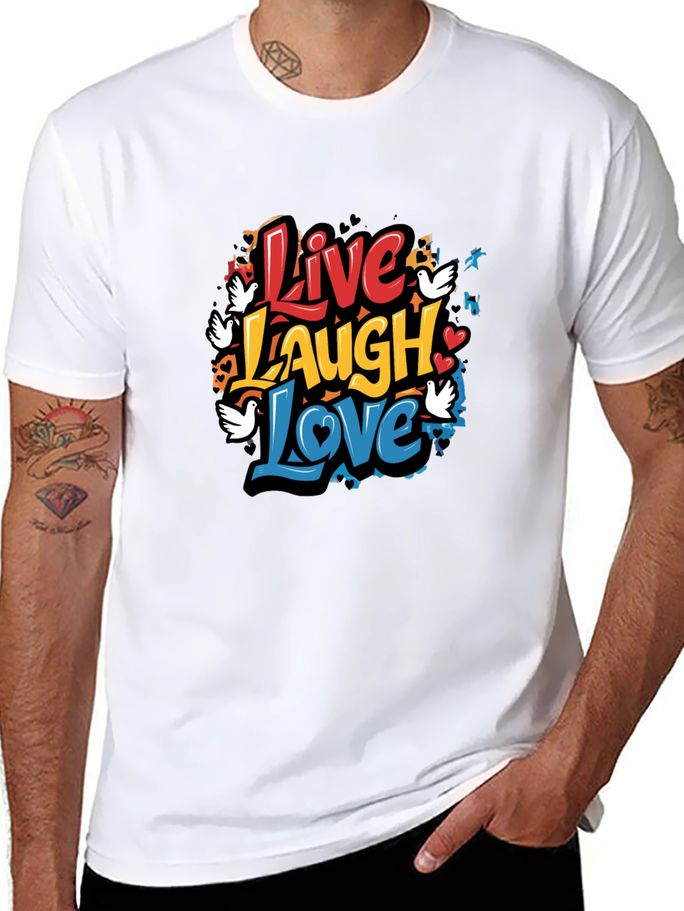 Live Laugh Love Graphic T-Shirt - Black