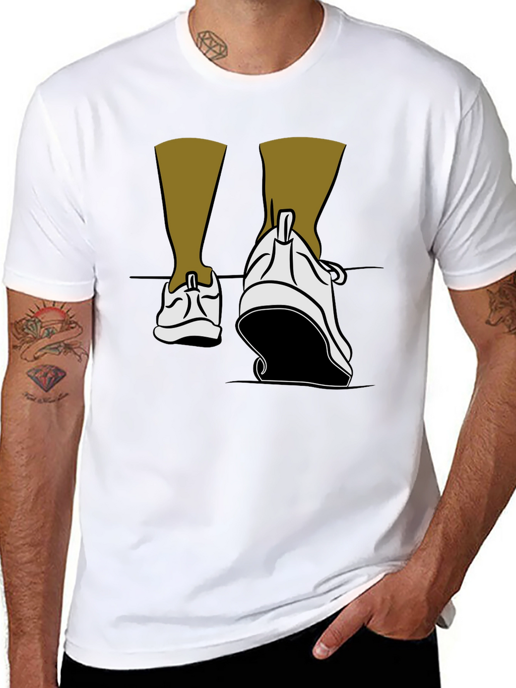 Walking Shoes Graphic Tee - Black Cotton Blend