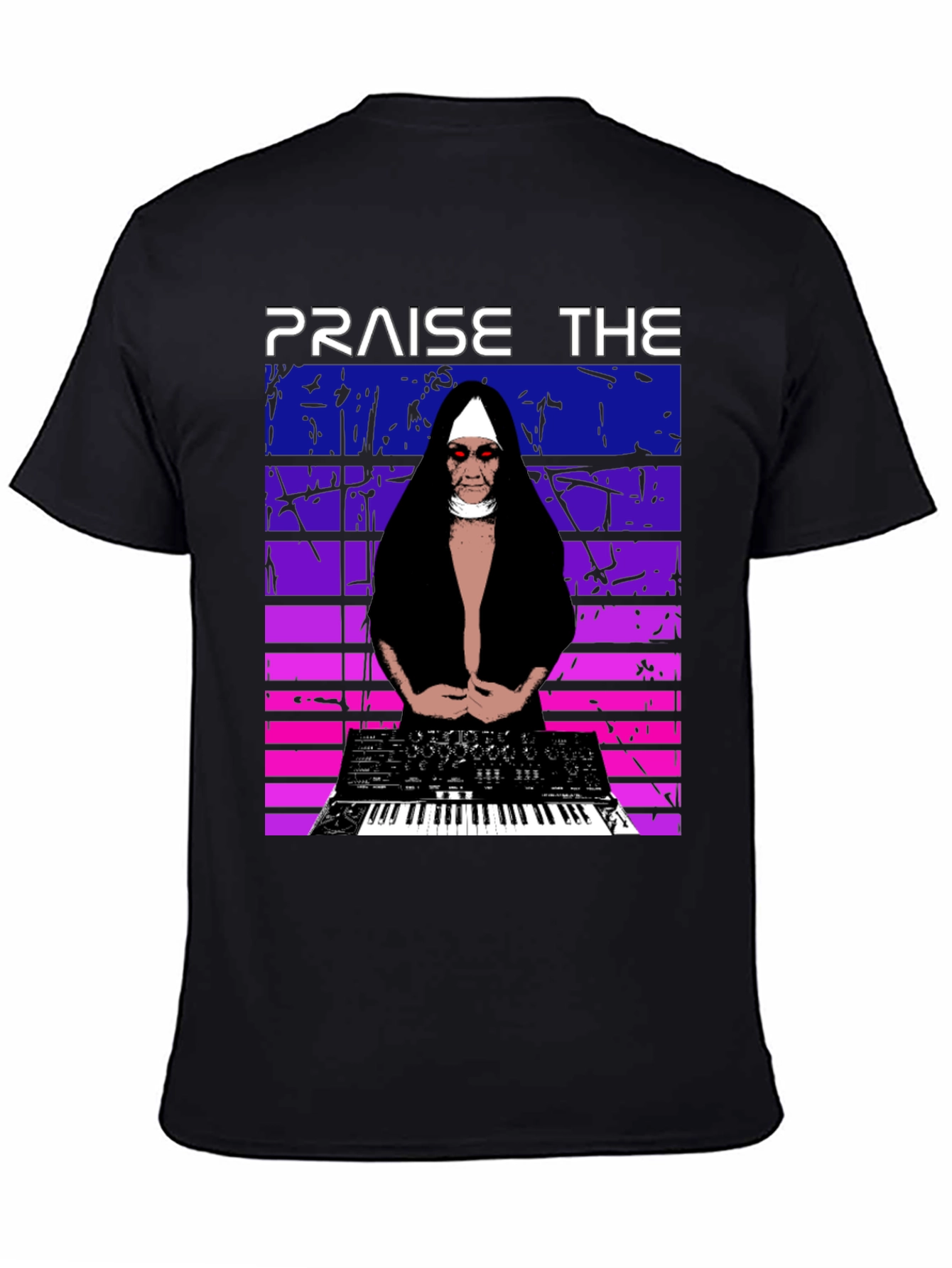 Praise The Synth T-Shirt - Nun DJ Graphic Tee