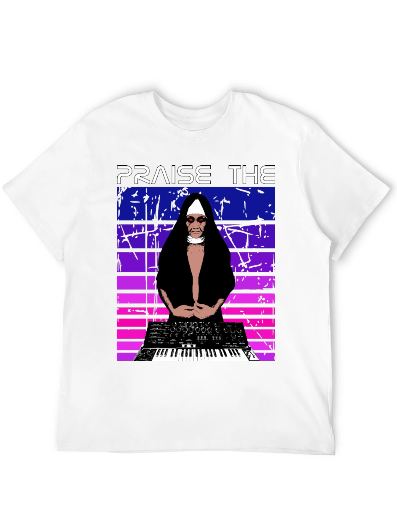 Praise The Synth T-Shirt - Nun DJ Graphic Tee