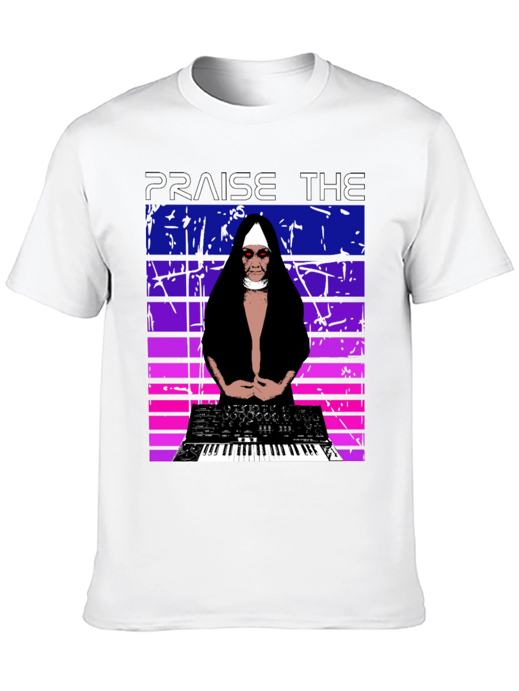 Praise The Synth T-Shirt - Nun DJ Graphic Tee