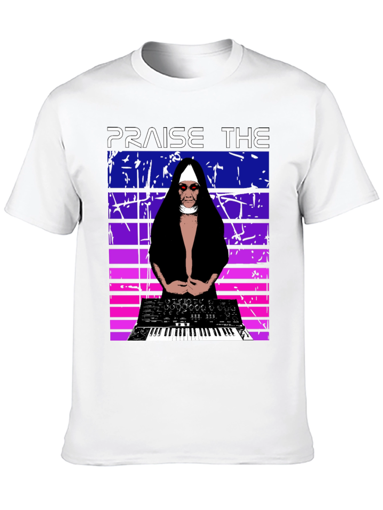 Praise The Synth T-Shirt - Nun DJ Graphic Tee