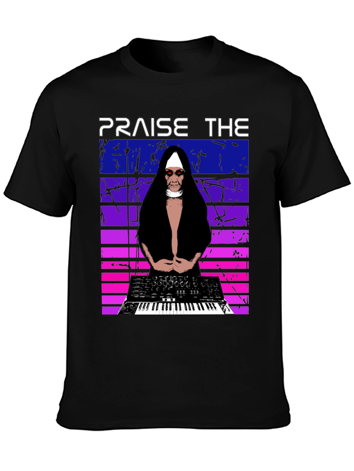 Praise The Synth T-Shirt - Nun DJ Graphic Tee