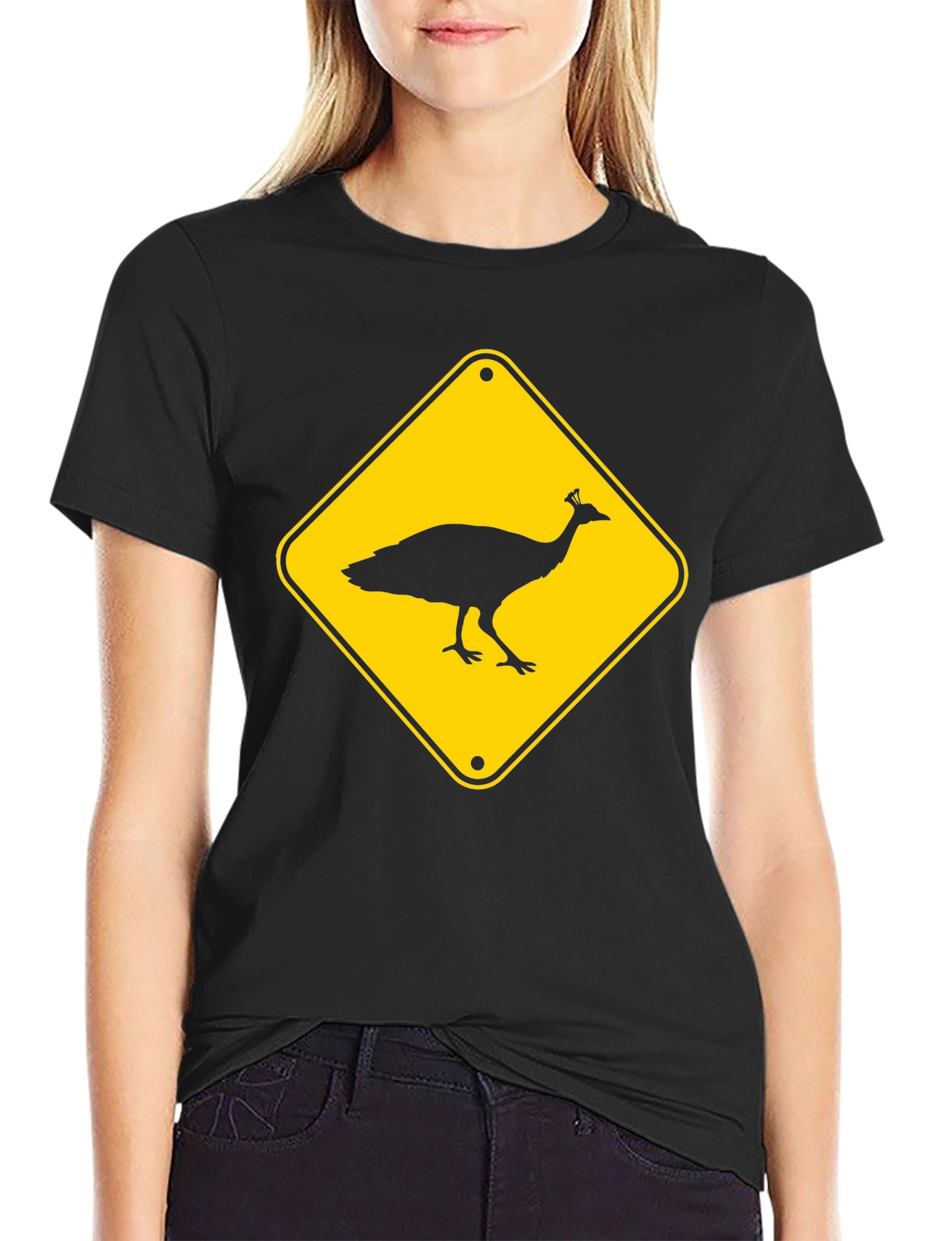 Peacock Crossing T-Shirt - Novelty Tee