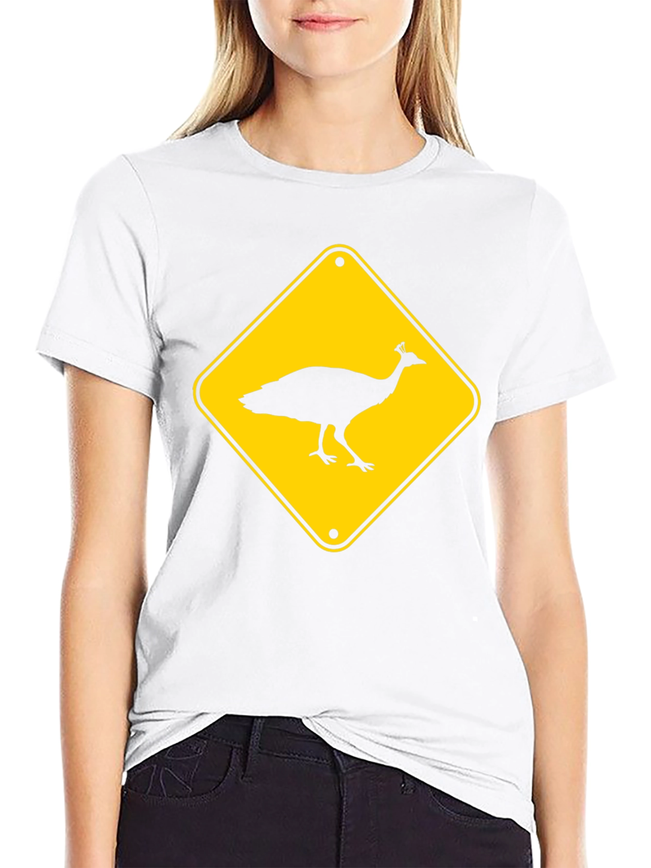 Peacock Crossing T-Shirt - Novelty Tee