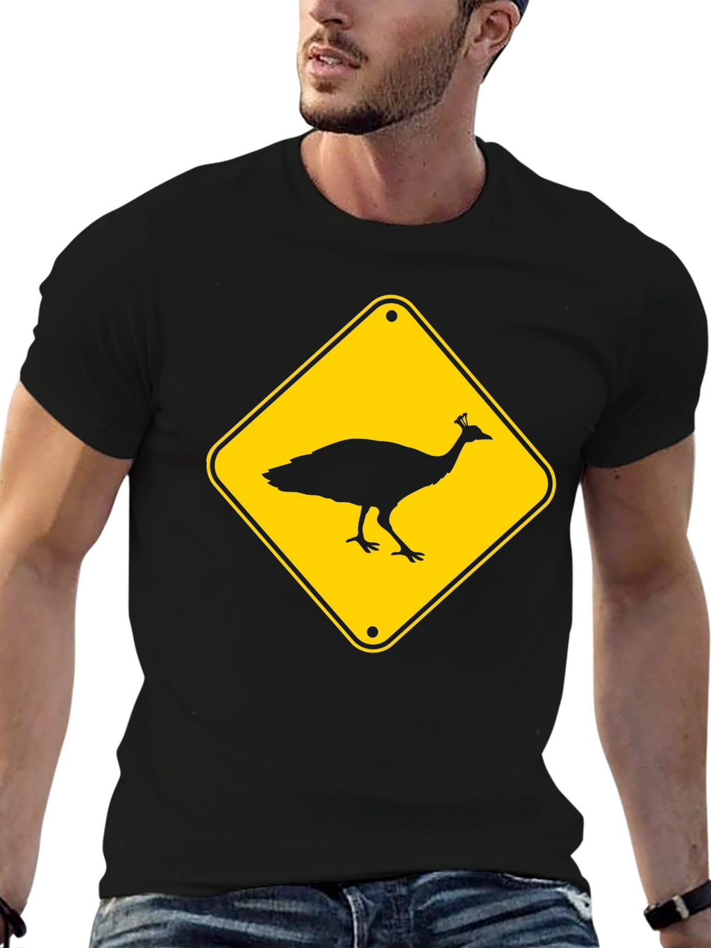 Peacock Crossing T-Shirt - Novelty Tee