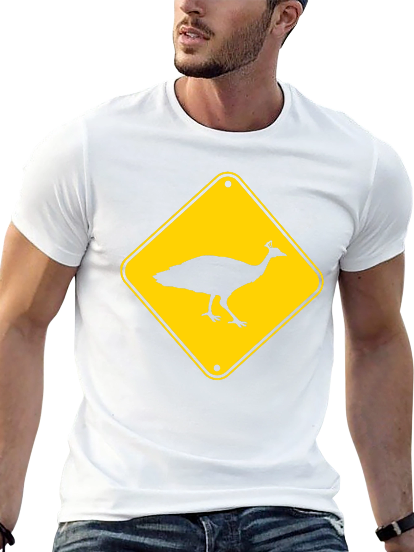 Peacock Crossing T-Shirt - Novelty Tee