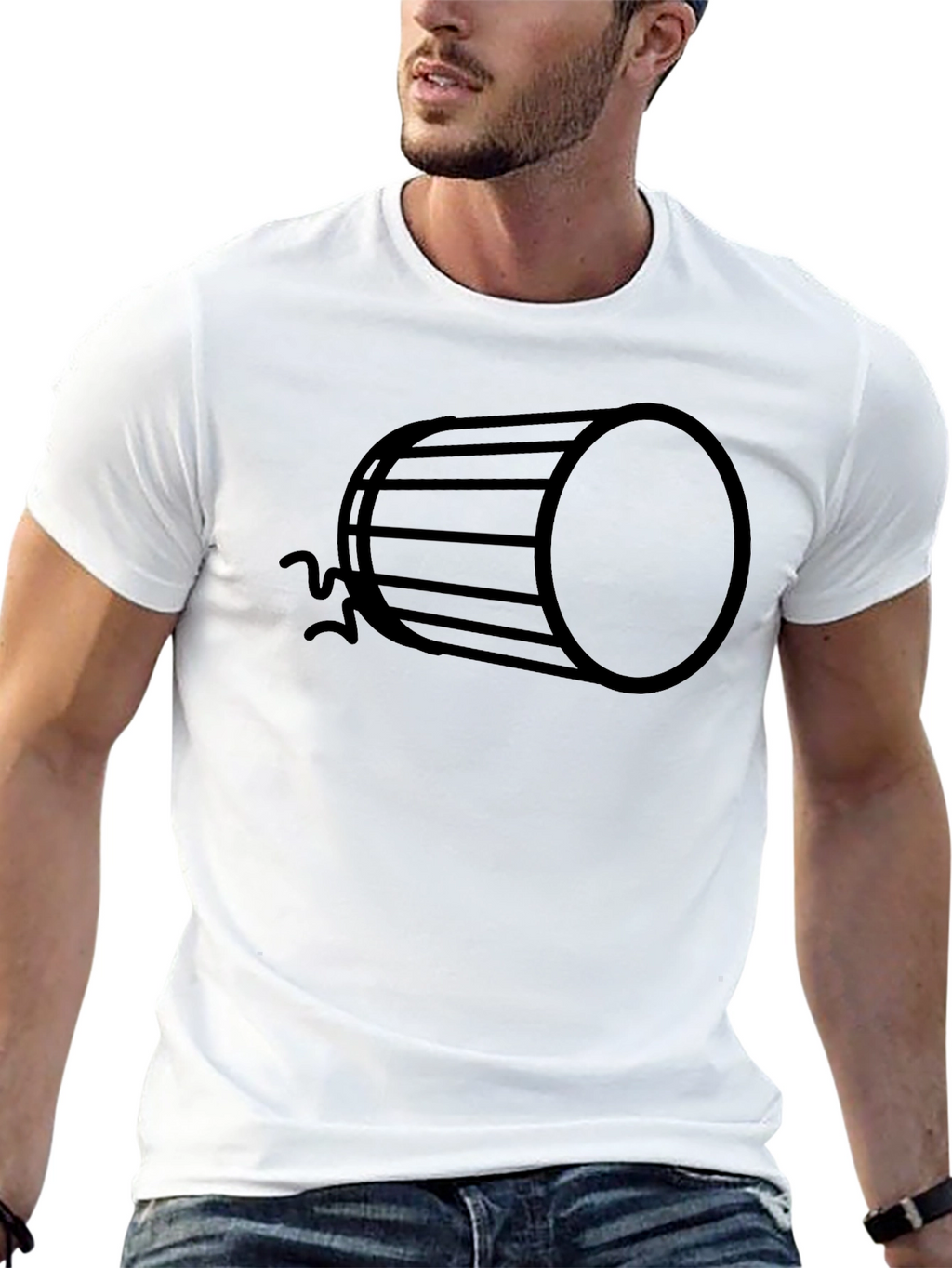 Abstract Drum Graphic Black T-Shirt