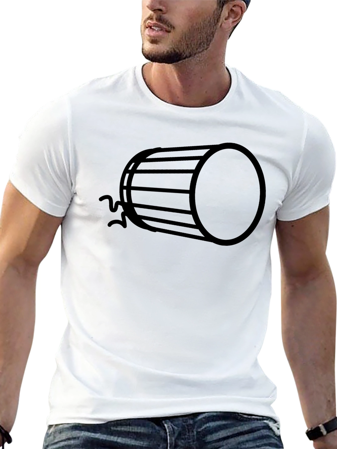 Abstract Drum Graphic Black T-Shirt