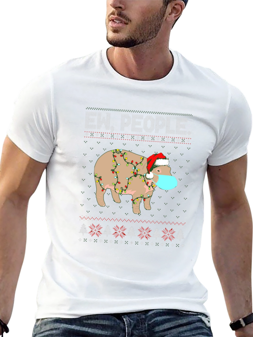 Ew People Christmas Hippo T-Shirt
