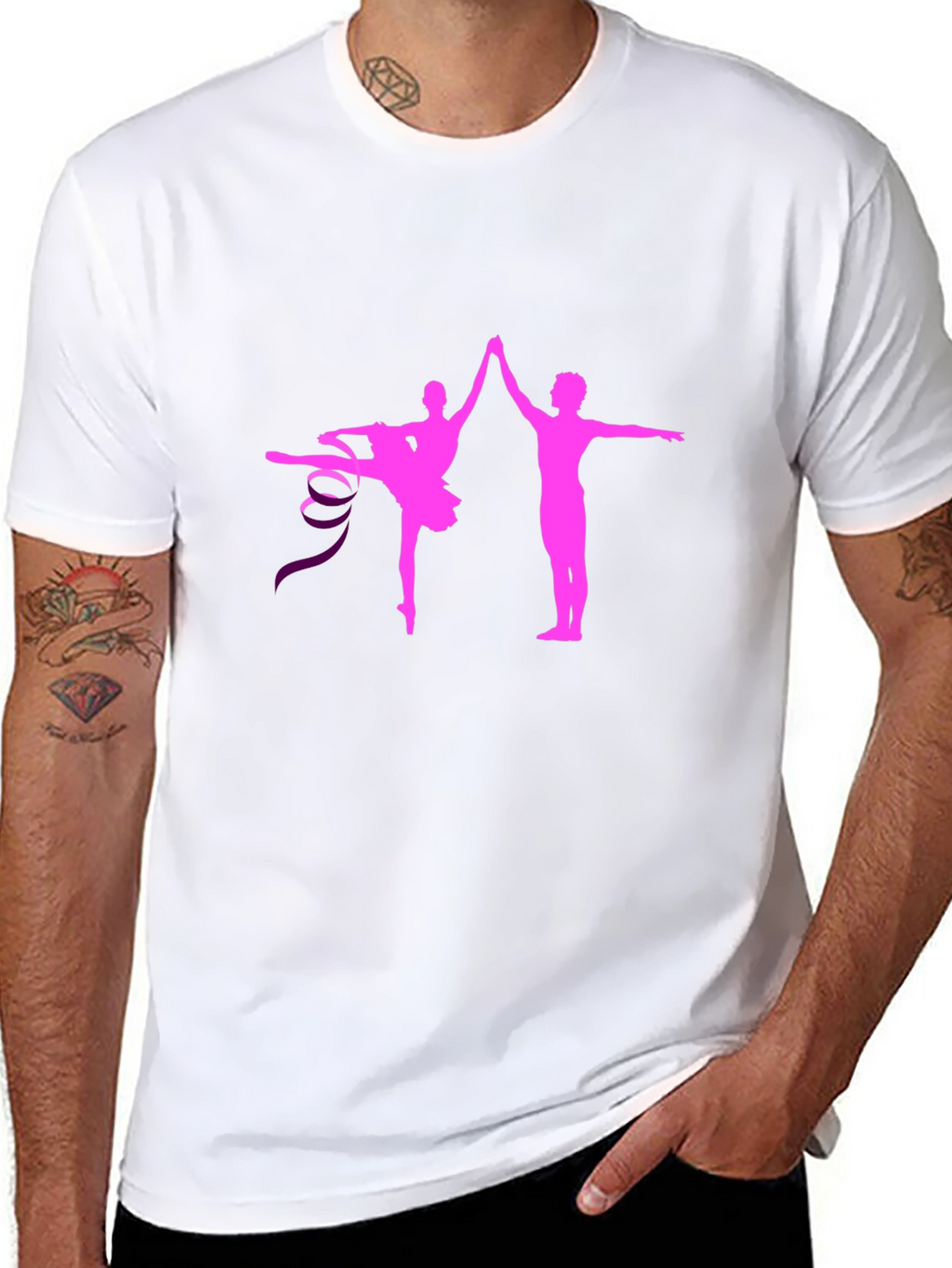Ballet Dance Graphic Tee - Pink Silhouette