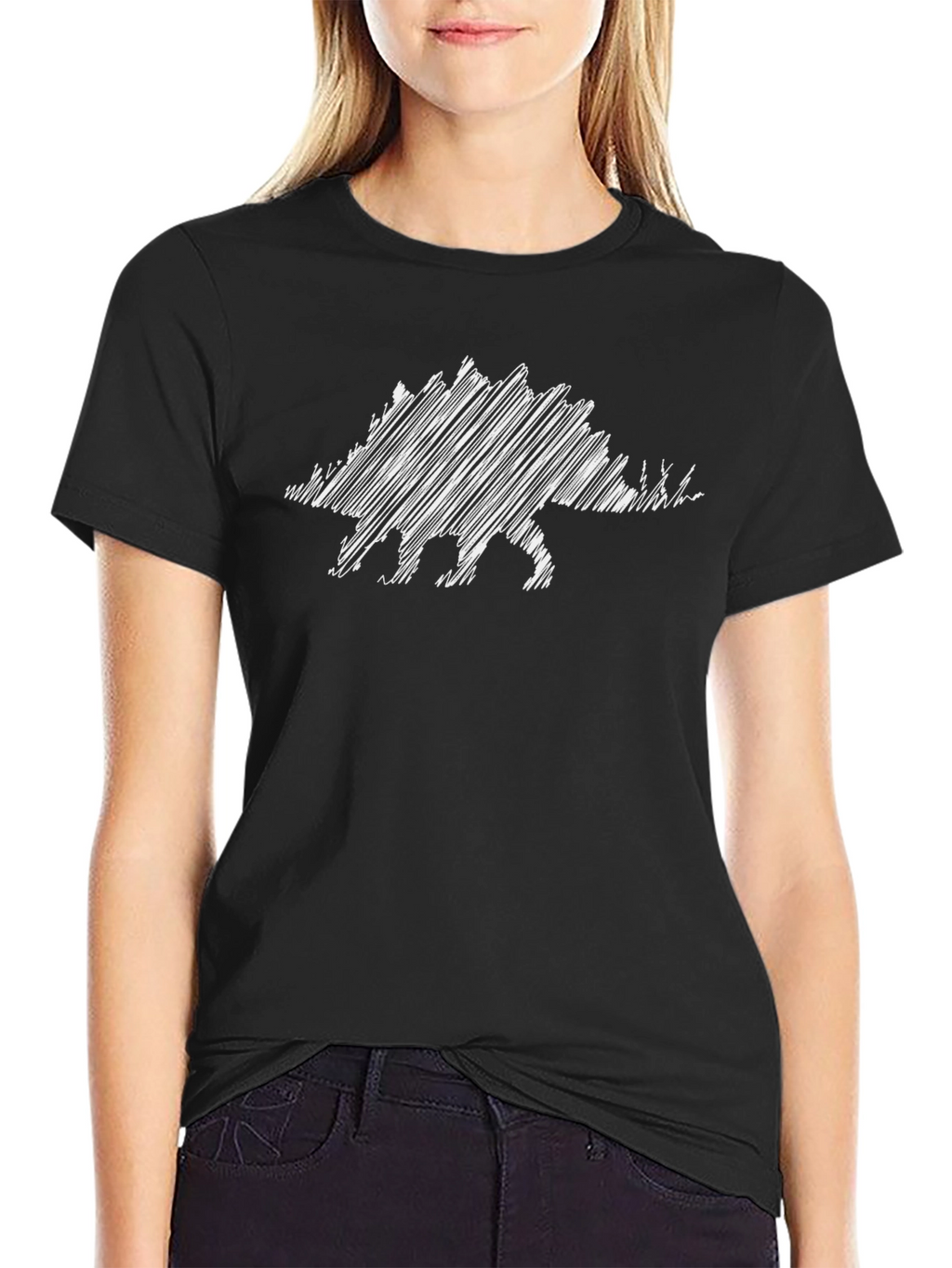 Dinosaur Sketch Graphic T-Shirt - Black