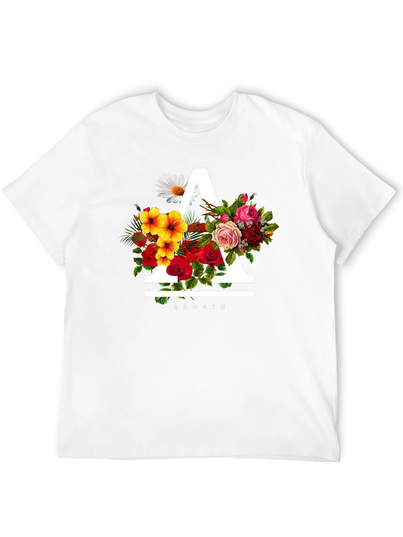 Floral A Black T-Shirt - Unique Graphic Tee