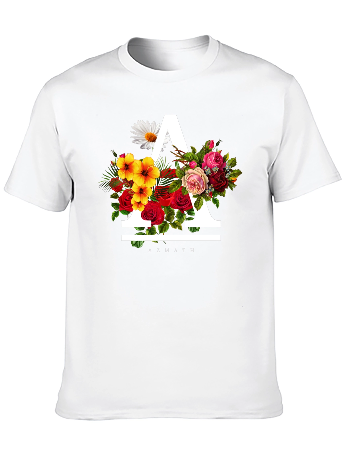 Floral A Black T-Shirt - Unique Graphic Tee