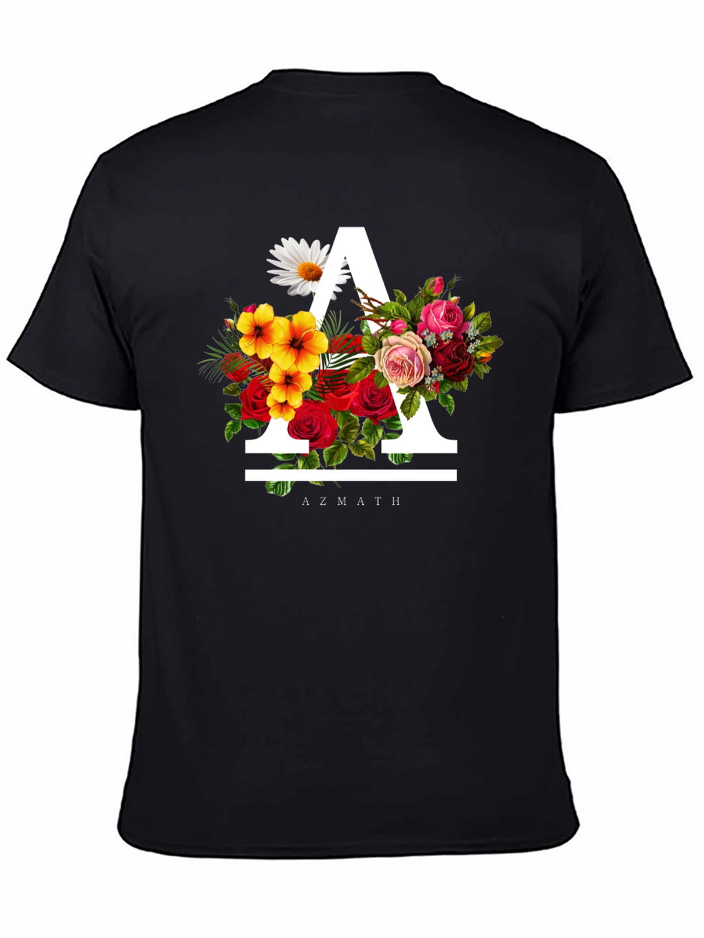 Floral A Black T-Shirt - Unique Graphic Tee