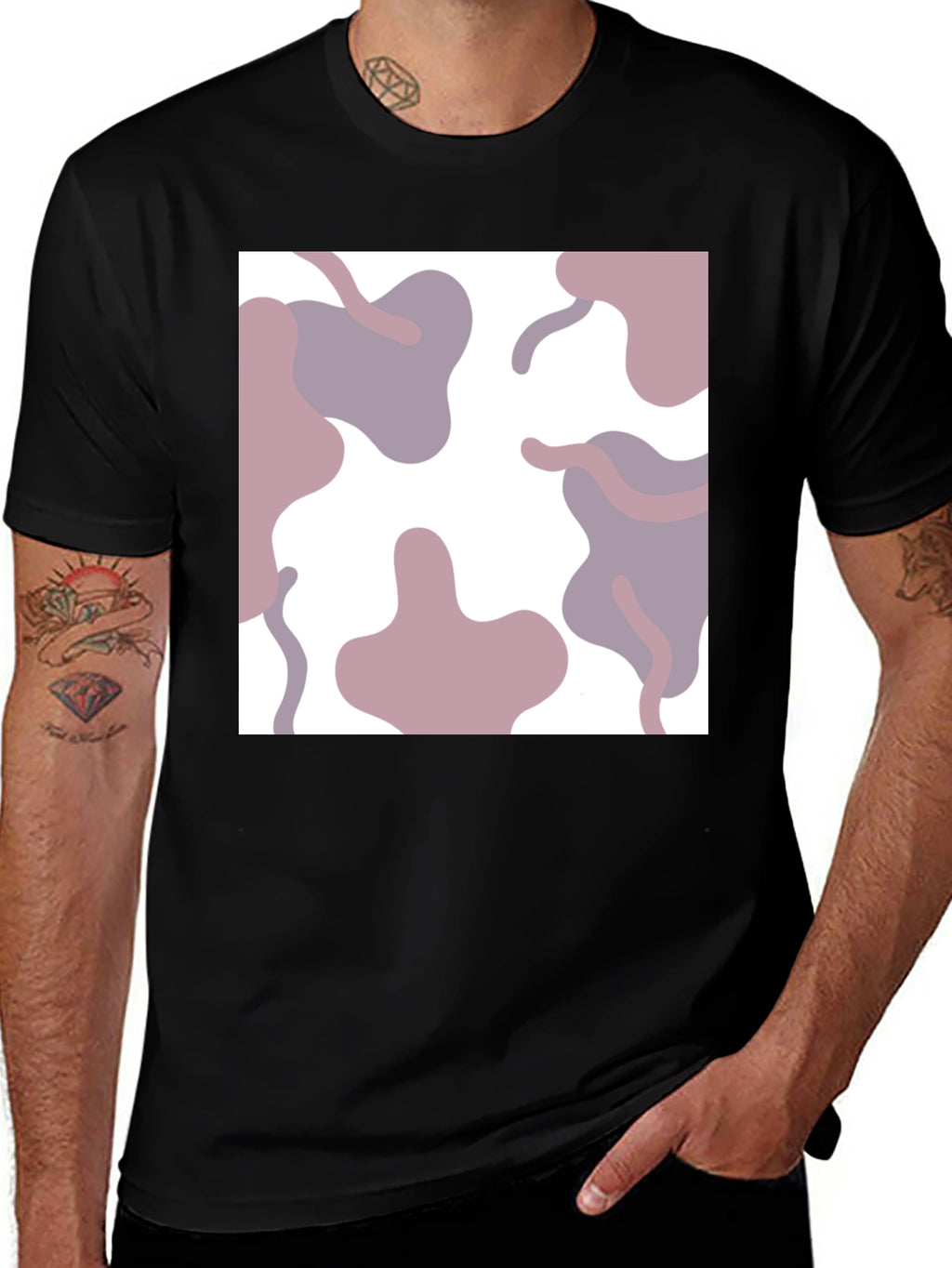 Modern Abstract Print Black T-Shirt