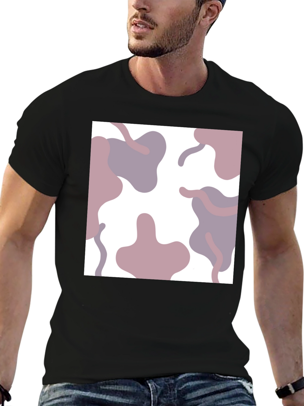 Modern Abstract Print Black T-Shirt