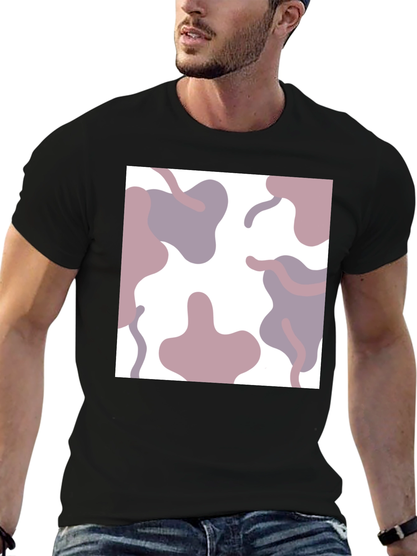 Modern Abstract Print Black T-Shirt