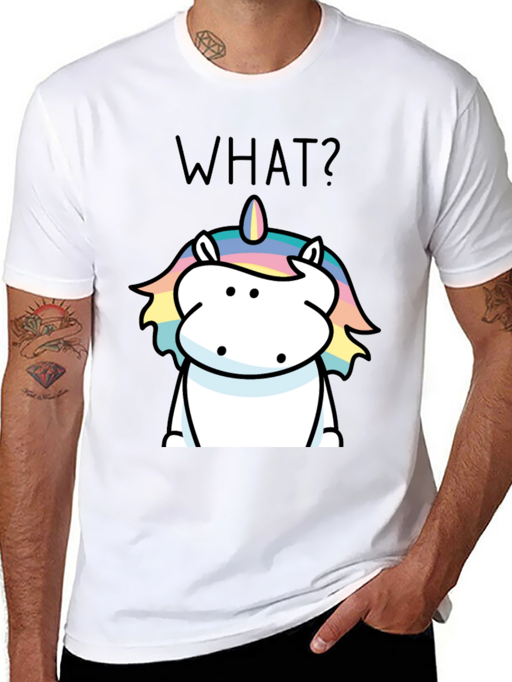 Funny Unicorn What? Black Graphic Tee