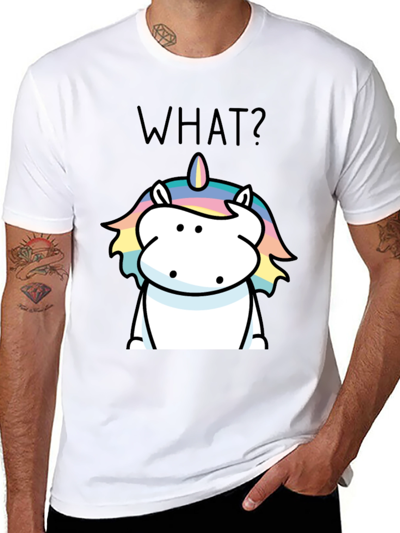 Funny Unicorn What? Black Graphic Tee