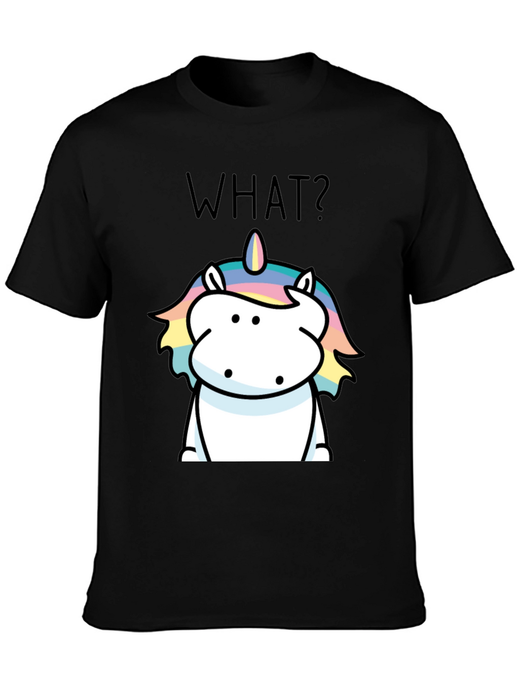 Funny Unicorn What? Black Graphic Tee