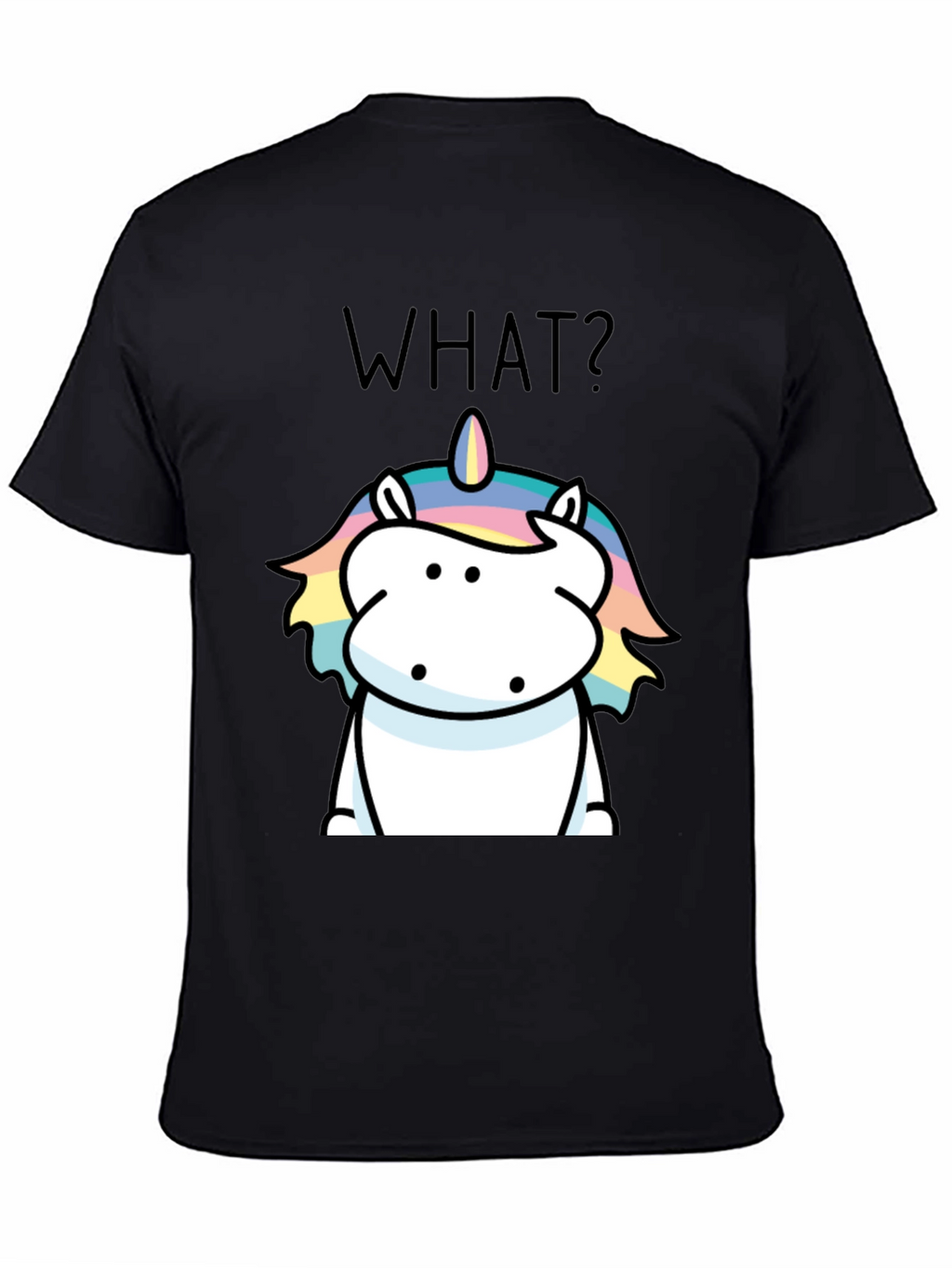 Funny Unicorn What? Black Graphic Tee
