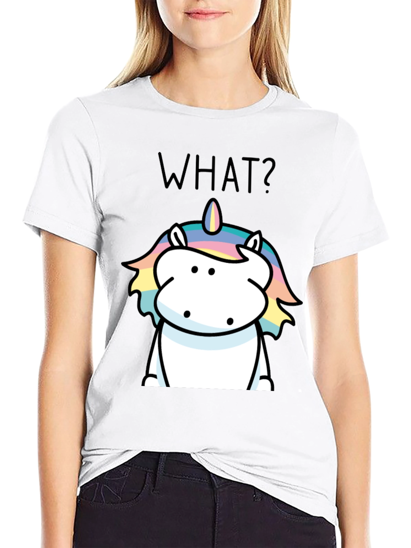 Funny Unicorn What? Black Graphic Tee